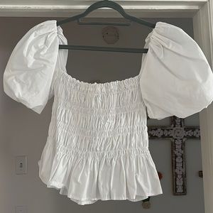 Astr xs puff sleeve white top